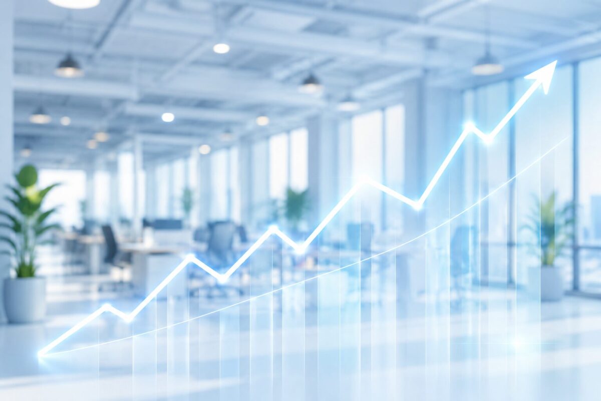 Conceptual growth graphic symbolizing coworking news market trends