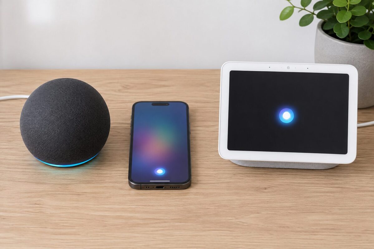 Smart speaker, phone, and display devices ready for voice activation commands